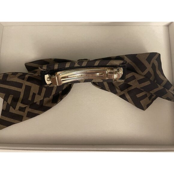Fendi Made In Italy Hair Bow Barrette With FF Monogram Pattern - Picture 3 of 4